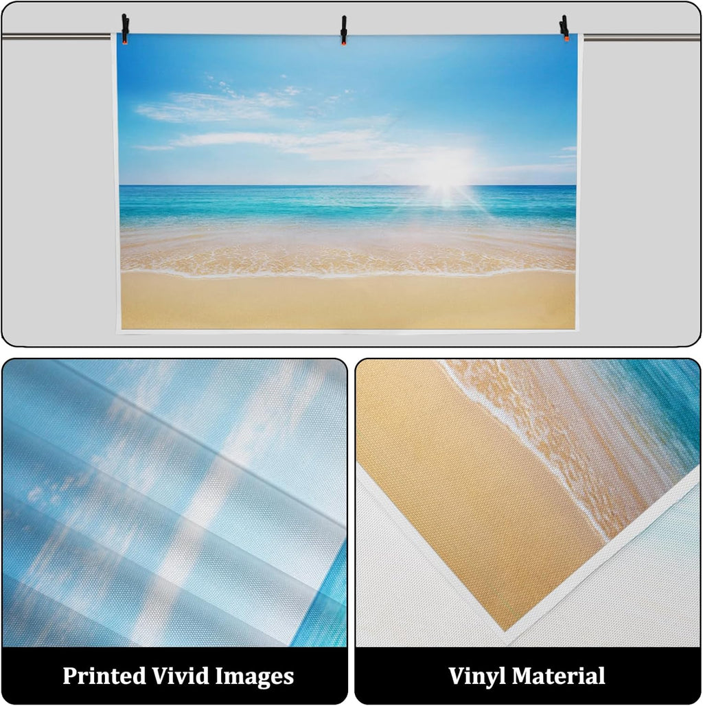 AOFOTO 9x6ft Summer Beach Photography Backdrop Sea Waves Background Blue Sky Clouds Sunlight Hawaiian Luau Adult Lovers Artistic Portrait Wedding Travel Vacation Photo Studio Props Vinyl Wallpaper
