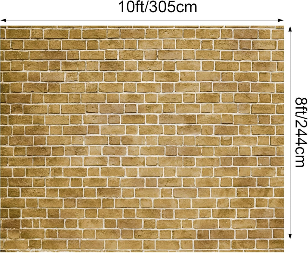 VitalCozy 10 x 8 ft Christmas Brick Wall Backdrop for Photoshoot Polyester Fabric Brick Backdrop Background for Fireplace Home Decoration Newborn Birthday Party (Brown)