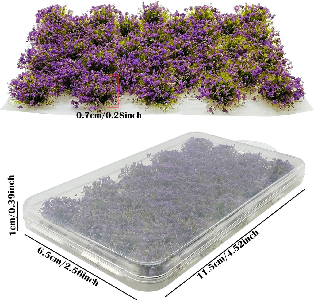 Woohome Static Grass Tuft Model Grass Tufts, 32 PCS Railway Artificial Grass Purple Bushy Tuft Flower Cluster Vegetation Groups for DIY Architecture Building Model Train Landscape Railroad Scenery