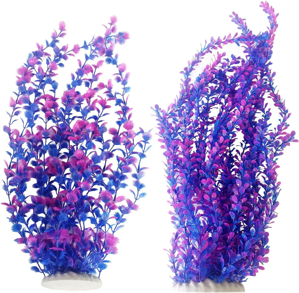 kathson Extra Large Tall Aquarium Plants,23 Inches Realistic Tall Fish Tank Plant Decorations Plastic Fish Tank Plants Artificial Aquarium Plants Purple Water Plant Decor(Purple)