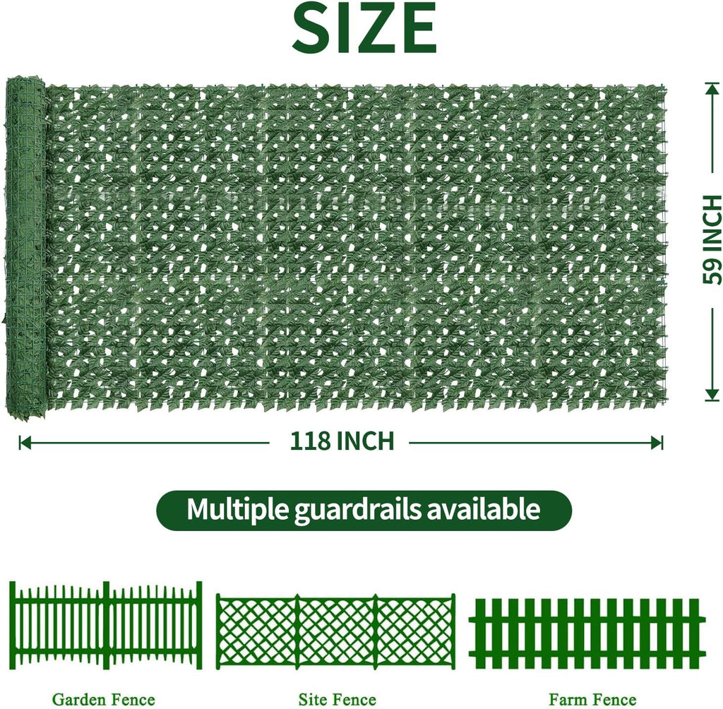 Artificial Ivy Privacy Fence Screen,59"x118" UV-Anti Fake Leaves Plant Vine,Privacy Hedges Wall for Indoor Outdoor Garden Backyard Decor