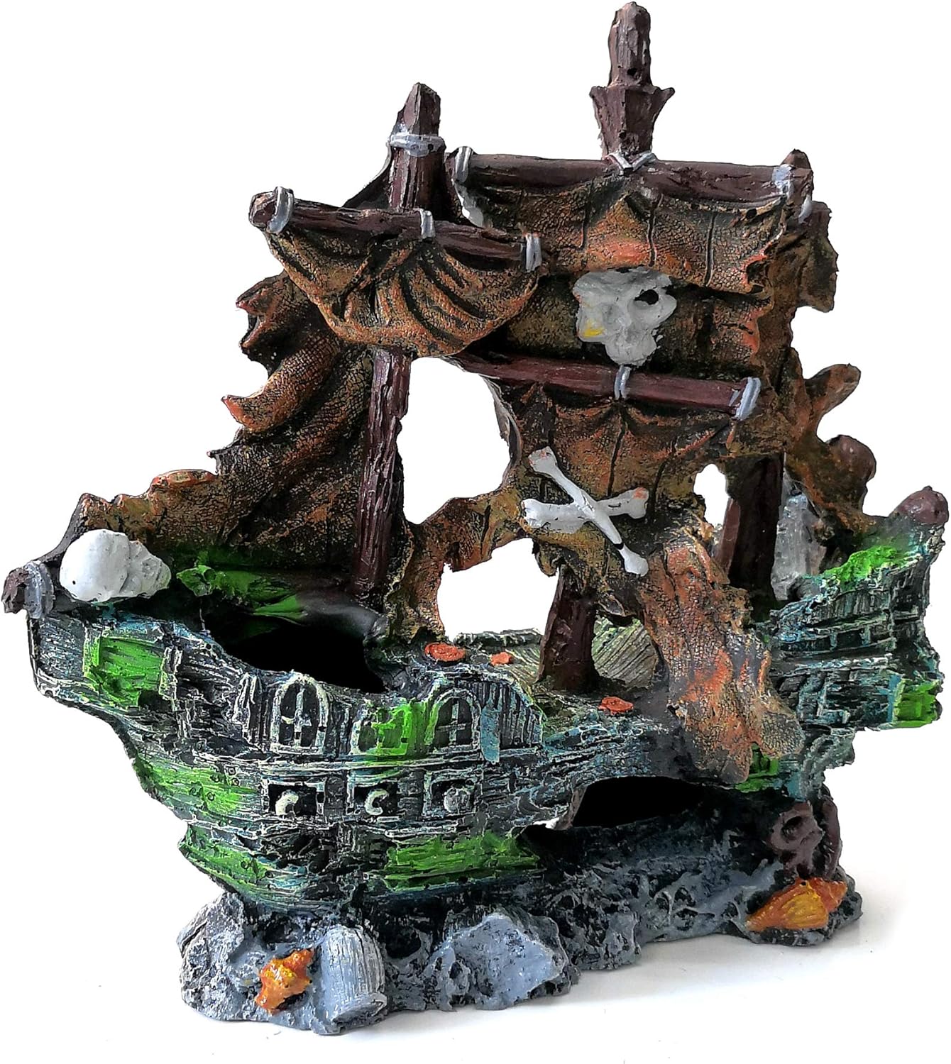 M2cbridge Antique Roman Column Ruins European Castle Aquarium Decorations Fish Tank Hideout Rocks (Pirate Shipwreck)