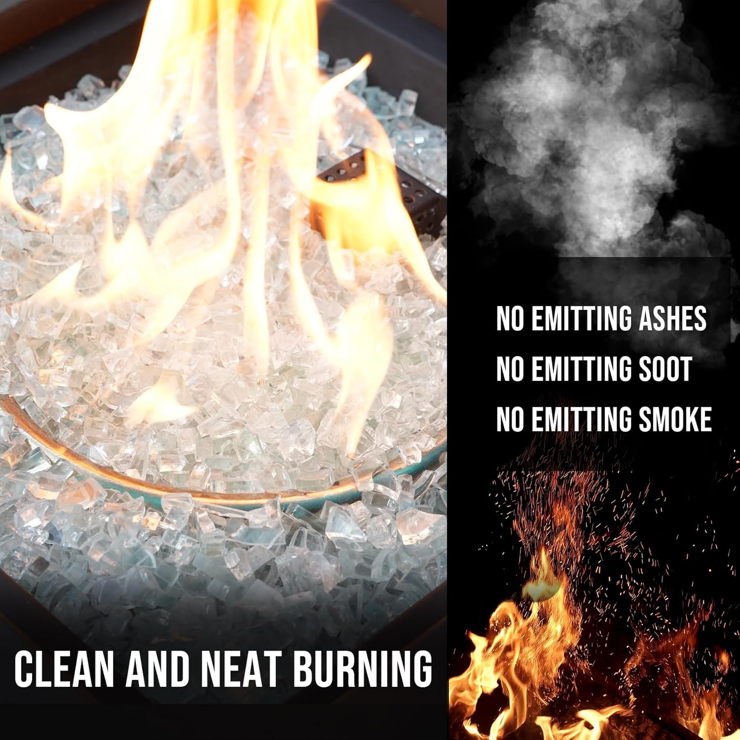 Skyflame High Luster 10-Pound Regular Fire Glass for Fire Pit Fireplace Garden Landscaping Platinum 1/4" Size