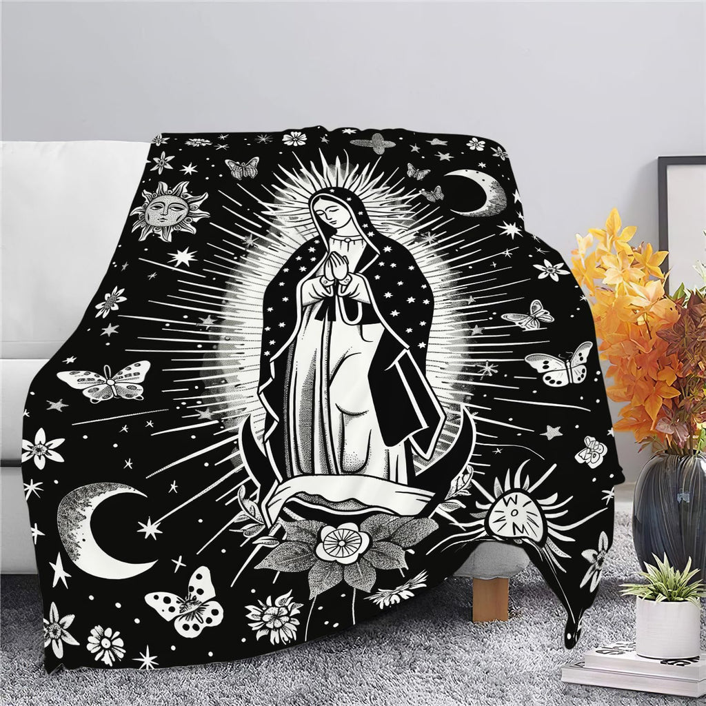 Virgin Mary Blanket Christian Faith Spiritual Prayer Scripture Throw Religious Catholic Gifts for Men Women Boys Girls Kids Adults Super Soft Cozy Plush Fluffy Fuzzy Fleece Blanket Decor 40''X50''
