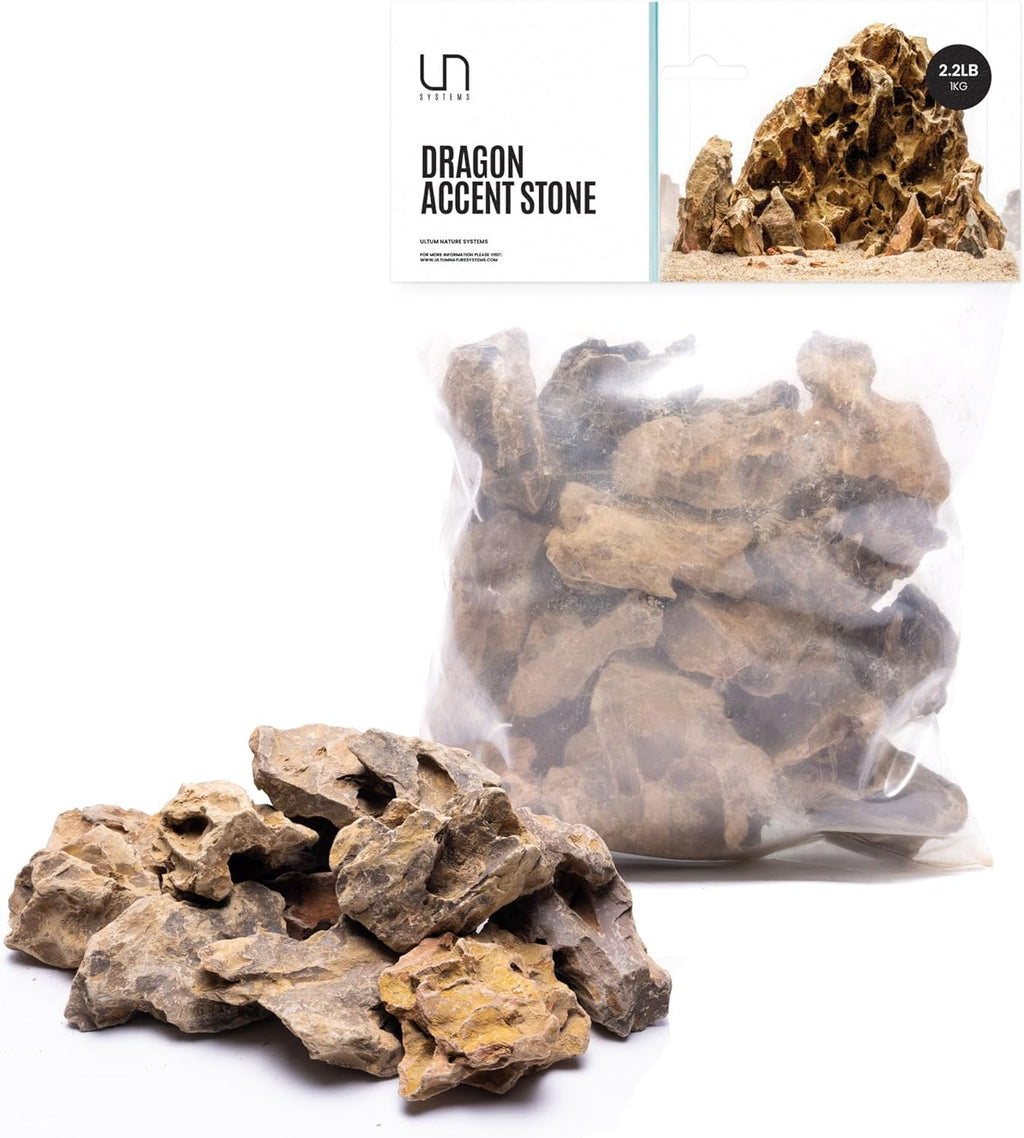 UNS Accent Stone - Aquascaping Hardscape for Freshwater Aquarium Aquascape - Shrimp, Turtle, Betta Fish Tank Decoration - Yellow Red Small Rock for Terrariums & Vivariums - Dragon Stone Ohko, 2.2 lb
