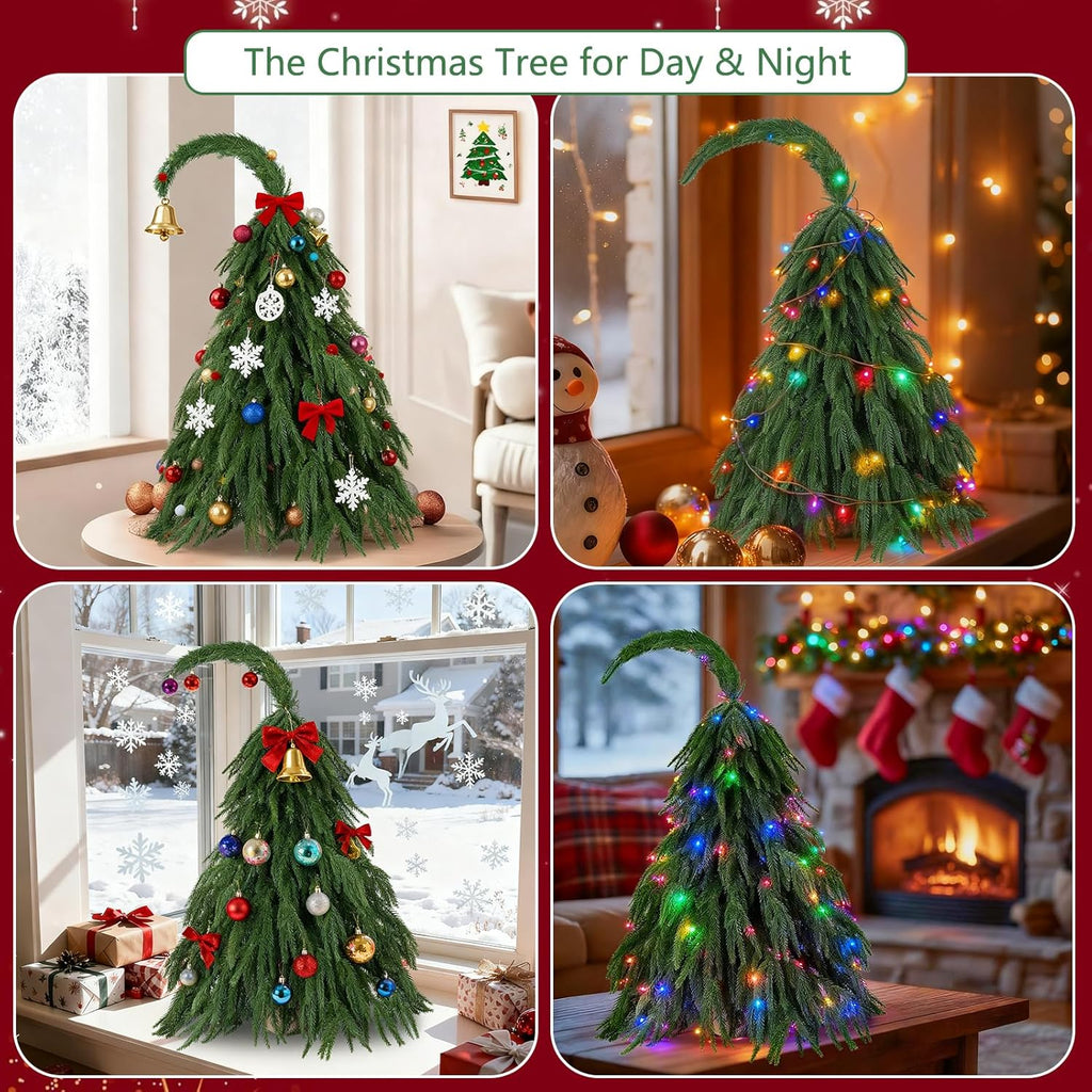 Tabletop Norfolk Pine Christmas Tree, 3FT Green Mini Artificial Christmas Tree with Norfolk Branch, Small Xmas Tree for Christmas Holiday Indoor Decoration