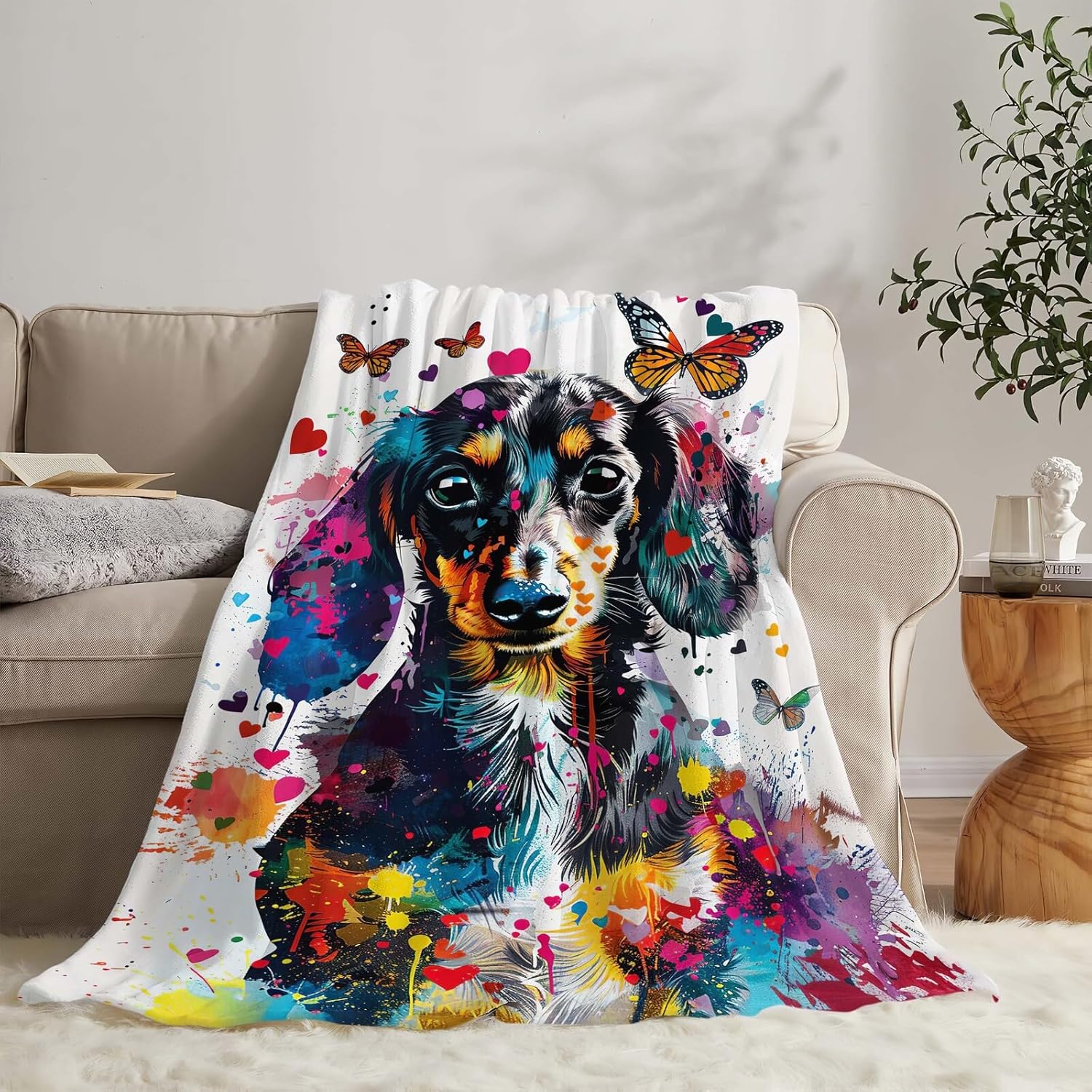 Dachshund Blanket Dachshund Dog Throw Blanket Weiner Dog Gifts for Women Girls Men Boys Kids Adults Super Soft Cozy Plush Fluffy Fuzzy Fleece Blanket Decor 60''X80''