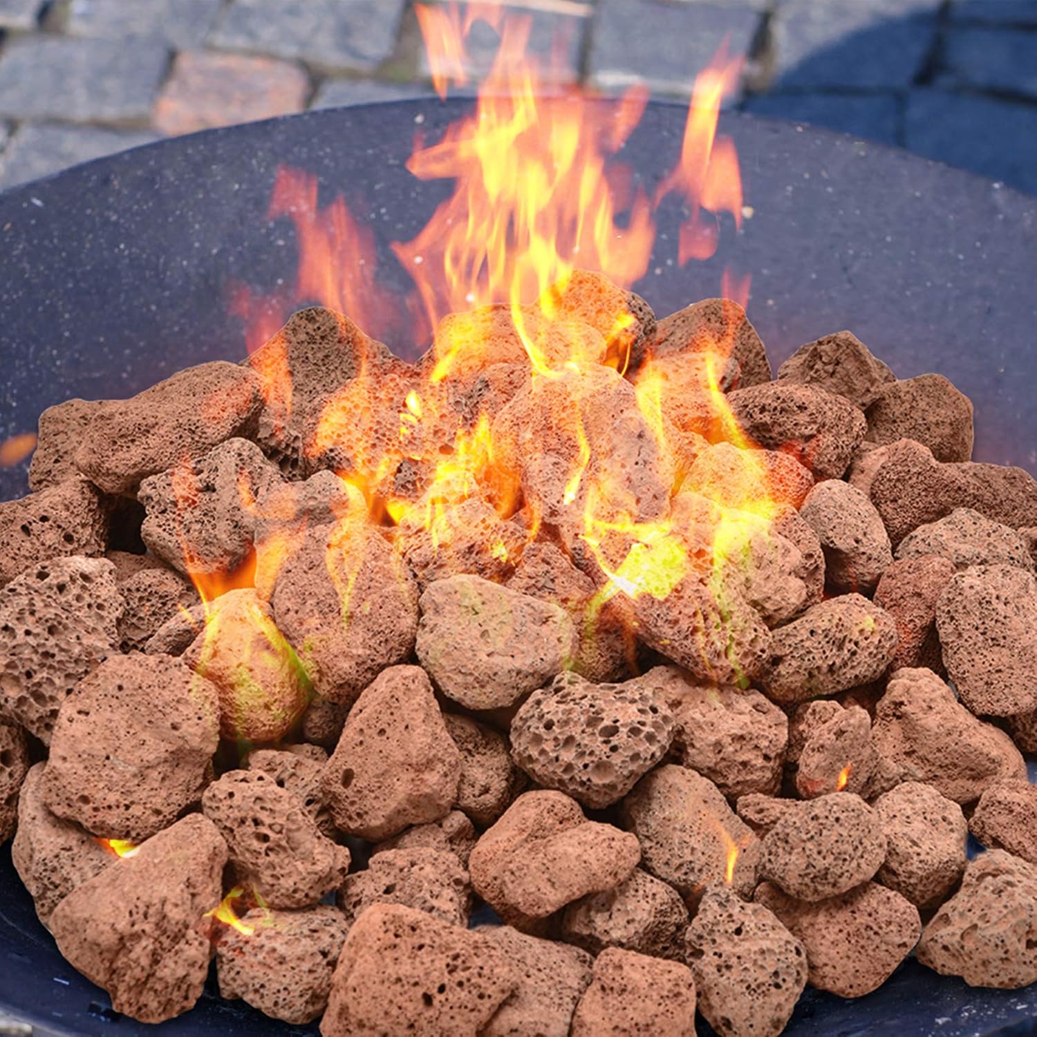 Skyflame 10LB Lava Rocks for Fire Pits, Fire Tables, Fireplaces, Garden Landscaping Decoration, Indoor and Outdoor Use, 1"-2" Natural Sizes, Red