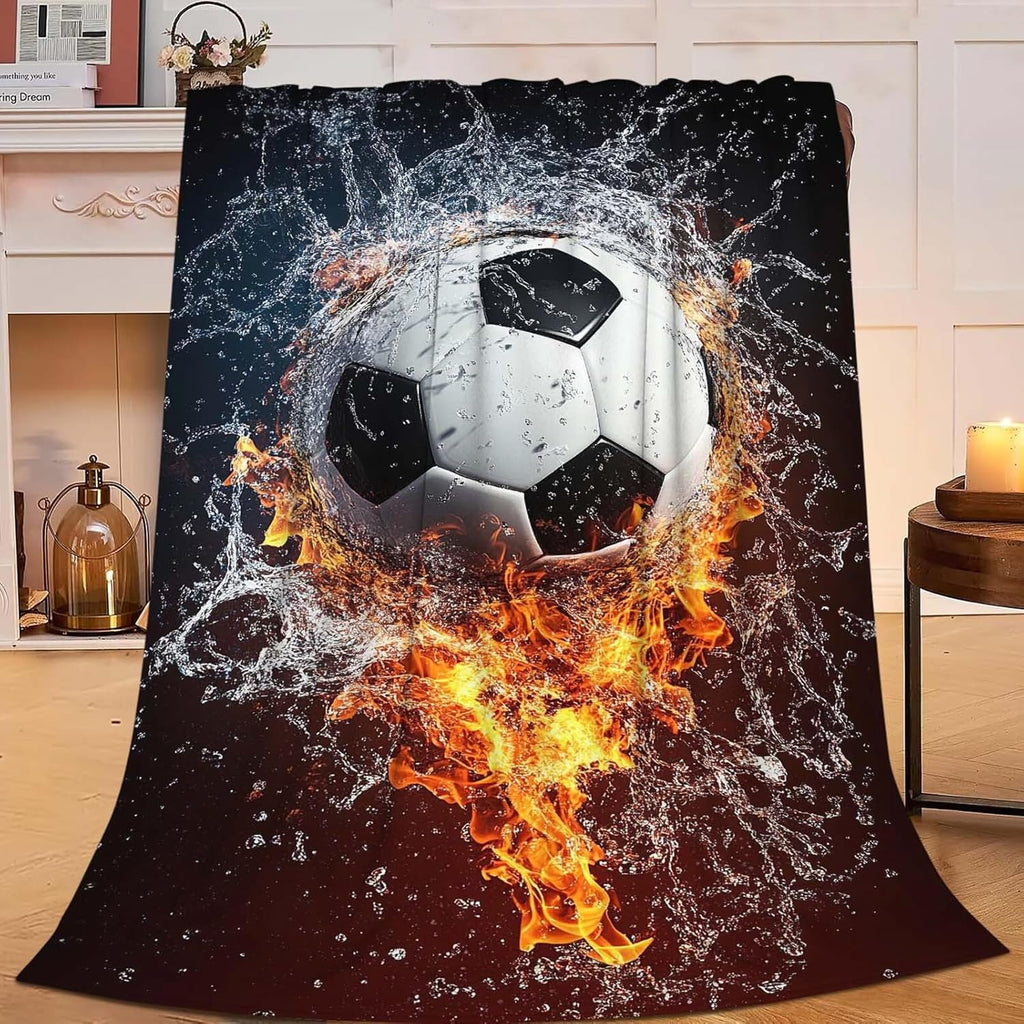 Soccer Throw Blanket Sports Soccer Stuff Gifts for Kids Girls Boys Adults Women Man Soft Cozy Warm Plush Fluffy Fuzzy Fleece Blanket Decor 40''X50''