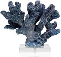 Coral Reef Beach Decor,9'' Width x 8'' High Artificial Resin Coral Reef Statue Decoration for Ocean Coastal Beach Nautical Themed Room Bathroom Decor for Home,RB1004B,Blue