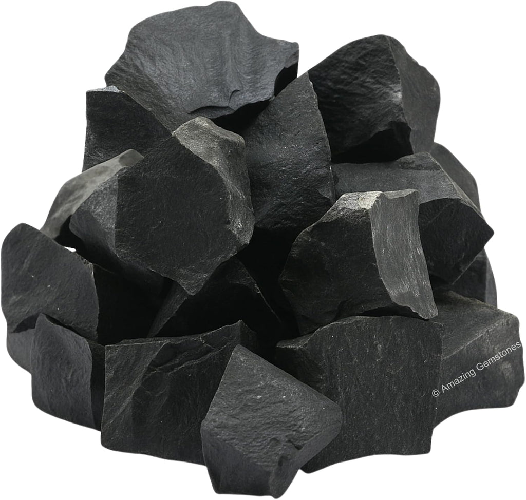 Amazing Gemstone Black Agate Raw Crystals and Healing Stones, Natural Rocks for Tumbling - DIY Raw Stones and Crystals, 2 Pieces