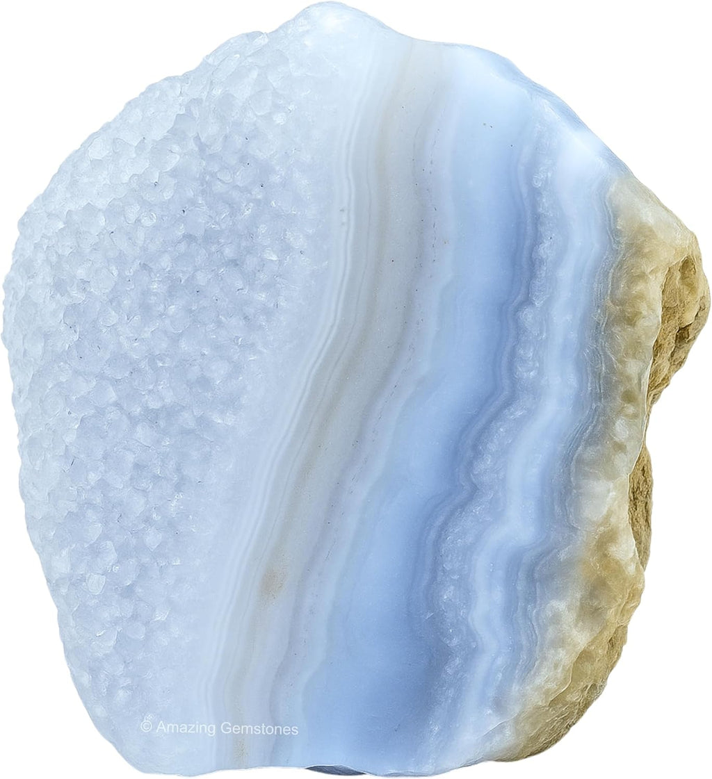Amazing Gemstone Blue Lace Agate Raw Crystals and Healing Stones, Natural Rocks for Tumbling - DIY Raw Stones and Crystals, 2 Pieces