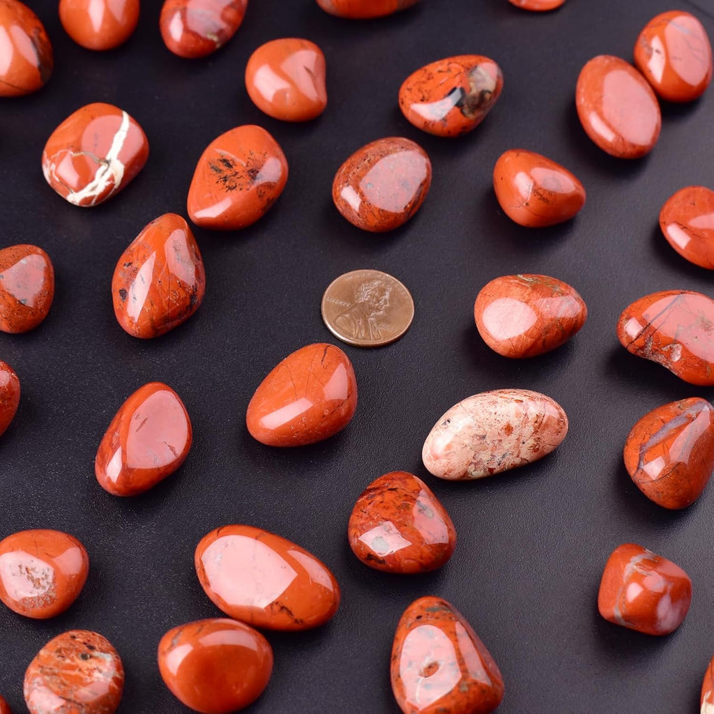 Red Jasper Healing Crystal Stone Set - 24 Pieces, 0.6" Natural & Polished Stones for Healing, Meditation, Reiki, Chakra, Crafting & Decoration
