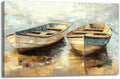 GLOKAKA Rustic Beach Boat Canvas Wall Art Retro Ship Poster Coastal Landscape Painting Prints Abstract Ocean Theme Artwork for Bathroom Bedroom Farmhouse