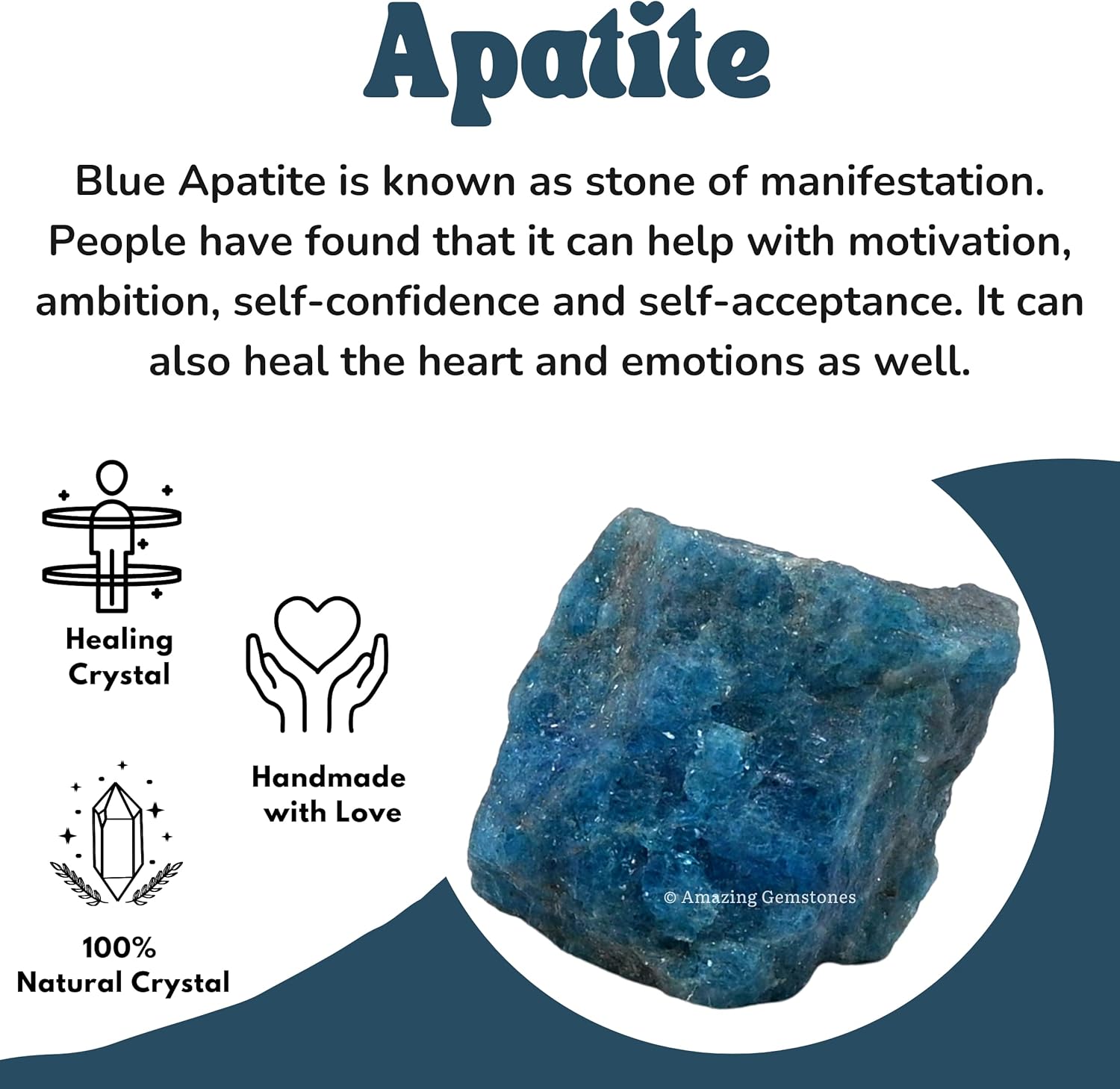 Amazing Gemstone Apatite Raw Crystals and Healing Stones, Natural Rocks for Tumbling and DIY Raw Stones and Crystals (1 lb)