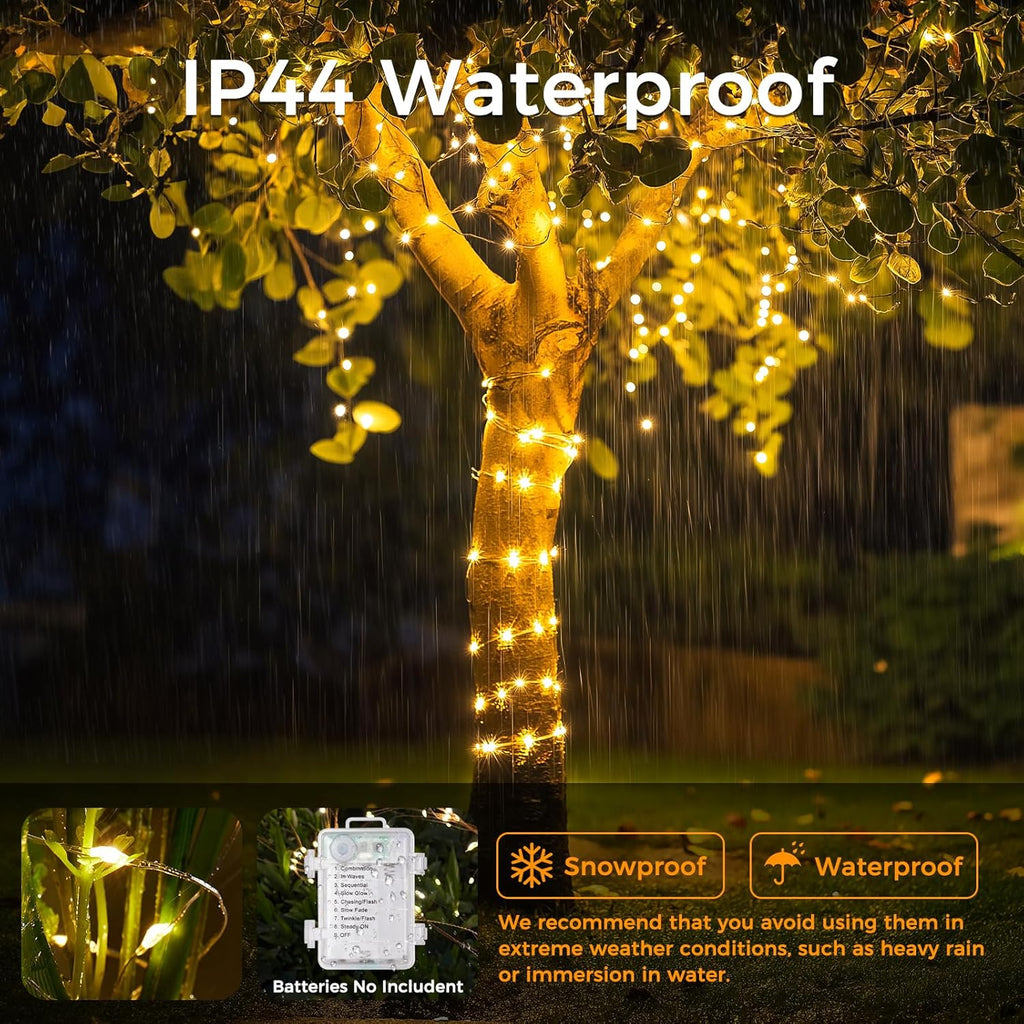 6 Pack Fairy Lights Battery Operated, 33Ft 100 LED Twinkle Lights with Remote and Timer, 8 Modes Waterproof Lighting for DIY Bedroom Wedding Table Centerpieces Christmas
