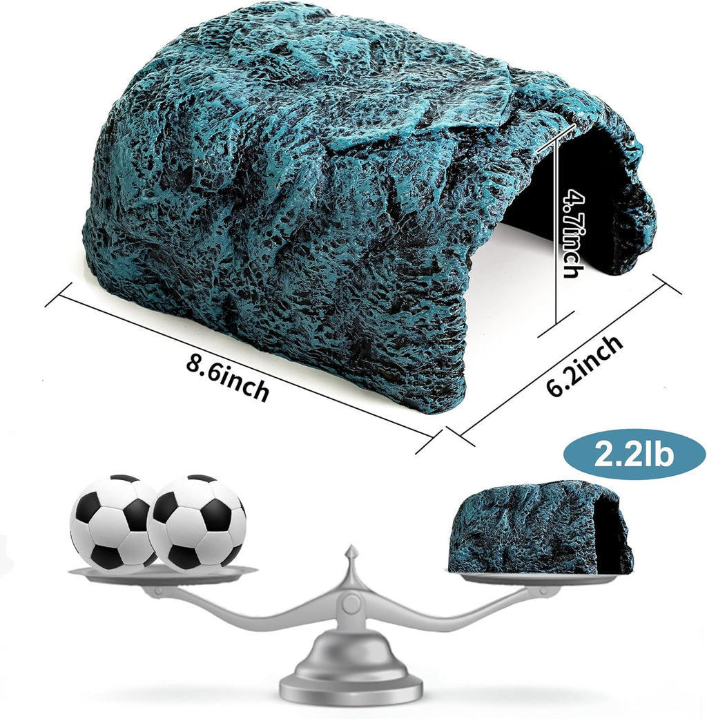 Hide Cave Aquarium Decorations-Premium Resinous Natural Hideout Fit for Aquariums & Terrariums, Reptiles, Amphibians, Fish Playground