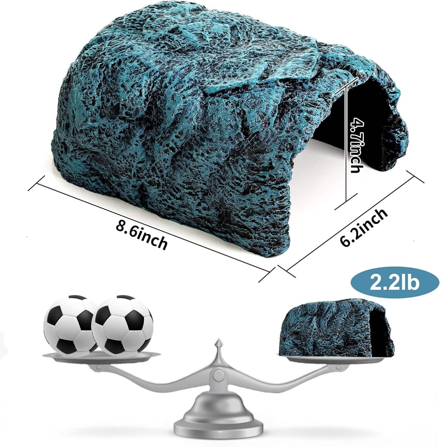 Hide Cave Aquarium Decorations-Premium Resinous Natural Hideout Fit for Aquariums & Terrariums, Reptiles, Amphibians, Fish Playground