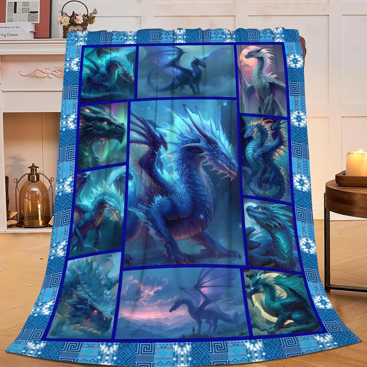 Dragon Throw Blanket Dragon Stuff Gifts for Kids Girls Boys Adults Women Men Soft Cozy Warm Plush Fluffy Fuzzy Fleece Blanket Decor 50''X60''