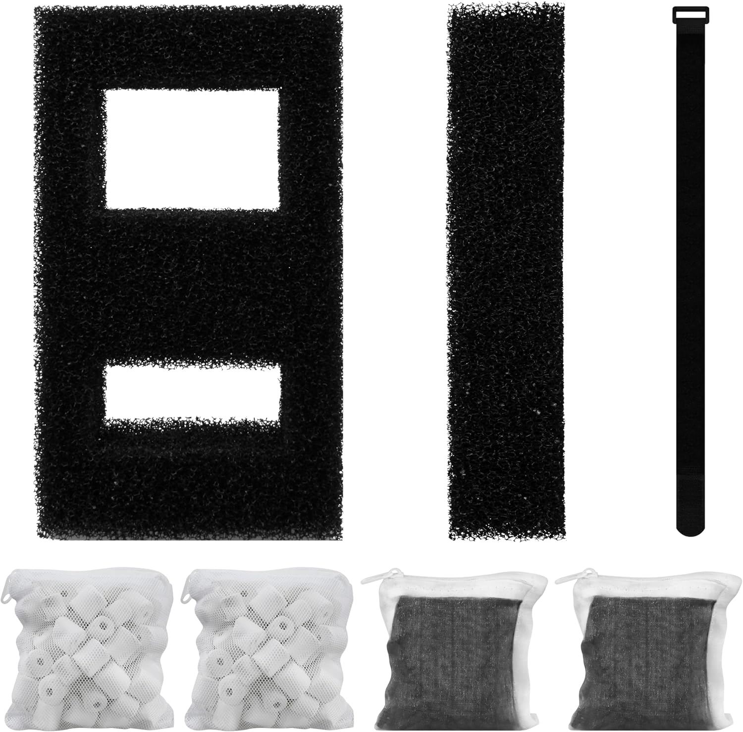 2 Set Aquarium Filter Media for Fluval SPEC, Betta, EVO and Flex Desktop Aquarium,Includes 2 Carbon Filter Refills, 2 Foam Filter, 2 Ceramic Rings & 1 Filter Cord