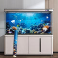 Aquarium Background Static Cling, Underwater Coral World Fish Tank Sticker for Glass, Traceless Removal PVC Marine Theme Decal, Reusable & Easy to Apply (39.4 x 15.7in)