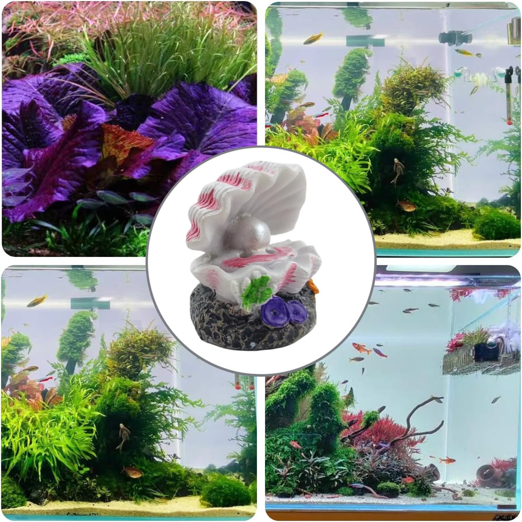 Aquarium Shell Decor Air Bubble Stone with Air Stone Bubbler Volcano Ornament Mini Cute Undersea Clam Pearl Ornaments for Fish Shrimp Crab Betta Tank
