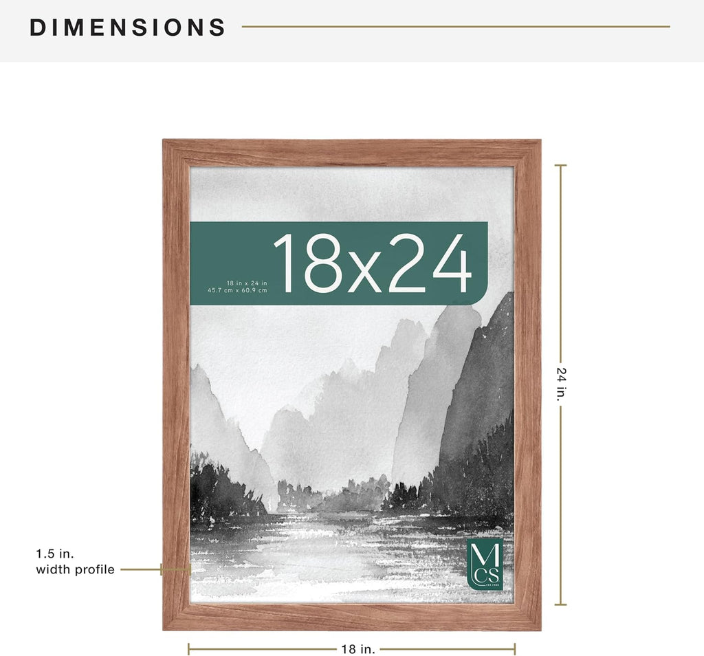 MCS Museum Poster Frame 18x24 Medium Oak Woodgrain, Vertical & Horizontal Wall Hanging Large Picture Frame for Photos, Posters & Art Prints (1-Pack)