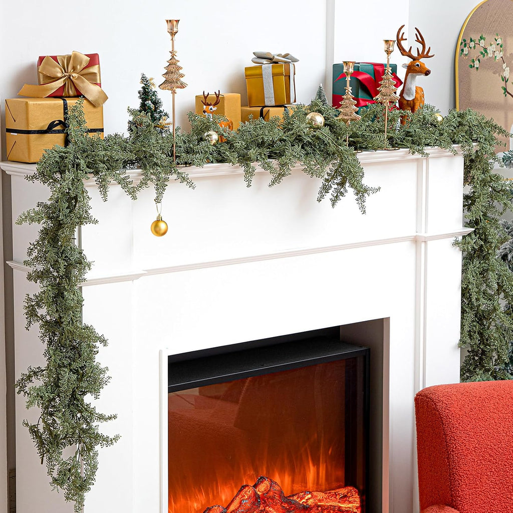 12 Pcs 5.6ft Artificial Christmas Pine Garlands Faux Berry Shaped Pine Garlands Realistic Leaves Hanging Greenery Plant for Christmas Table Fireplace Wall Mantle Indoor Xmas Decor
