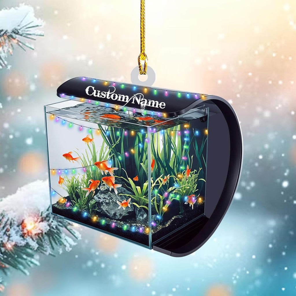 Personalized Aquarium Christmas Ornament, Fish Christmas Ornament, Gift for Fish Lover, Custom Aquarium Christmas Tree Keepsake, Kids First Gift Ideas, Pet Kids Ornament (AFT7)