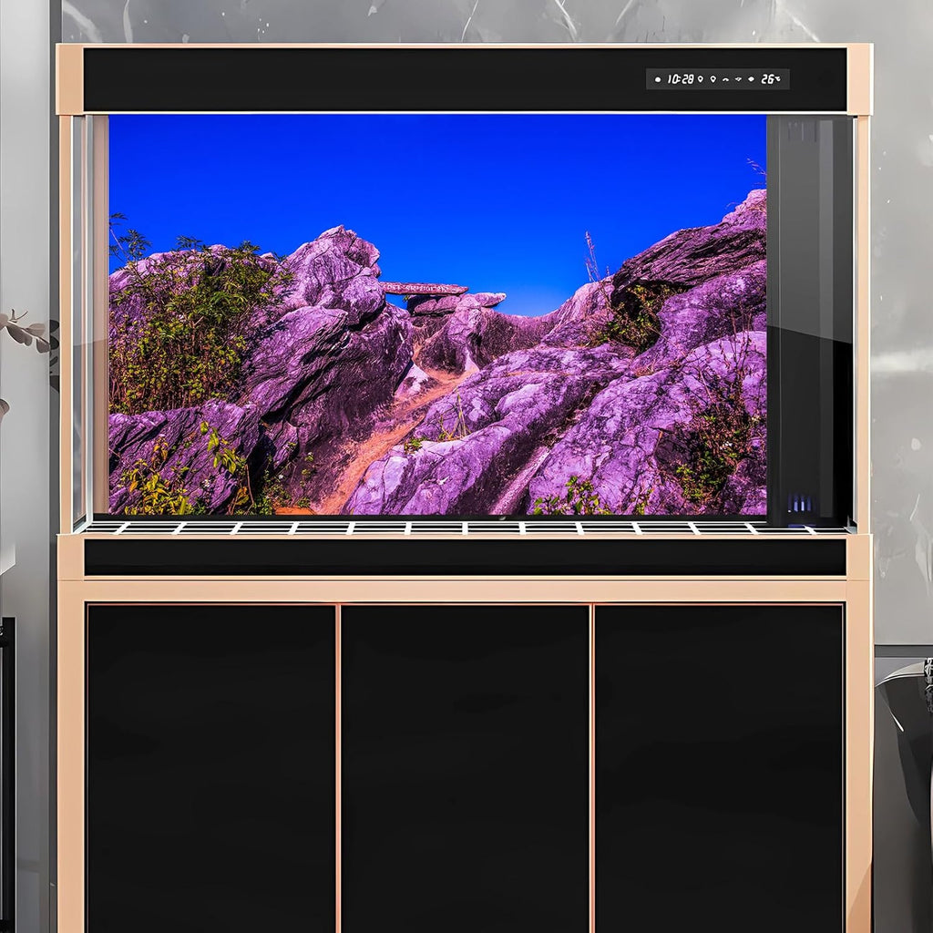 Reptile Habitat Background Blue Sky Rock Mountain Gobi Terrarium Background Eroded Stone Mountains Jungle Plants Aquarium Background Desert Blue Sky Mountain Fish Tank Background Vinyl 48x24in