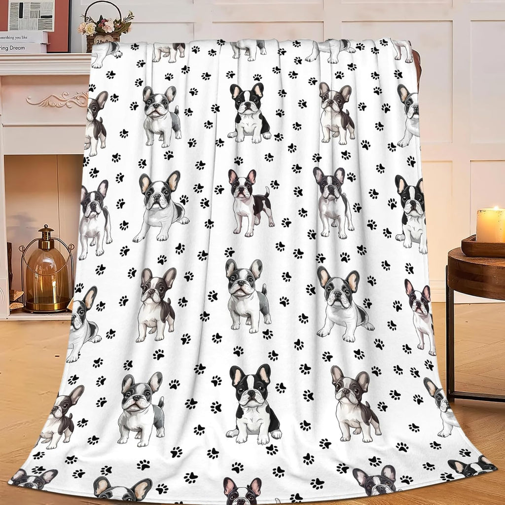 Boston Terrier Throw Blanket French Bulldog Frenchie Puppy Stuff Gifts for Dog Lover Kids Girls Boys Adults Women Men Soft Cozy Warm Plush Fluffy Fuzzy Fleece Blanket Decor 50''X60''