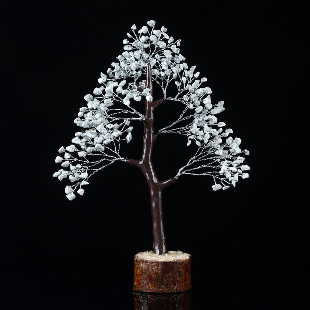 Howlite Crystal Tree of Life Handmade Gemstone Chakra Feng Shui Money Tree Crystal Decoration, Spiritual Birthday Gift for Women Healing Gem Stone Home & Office Décor
