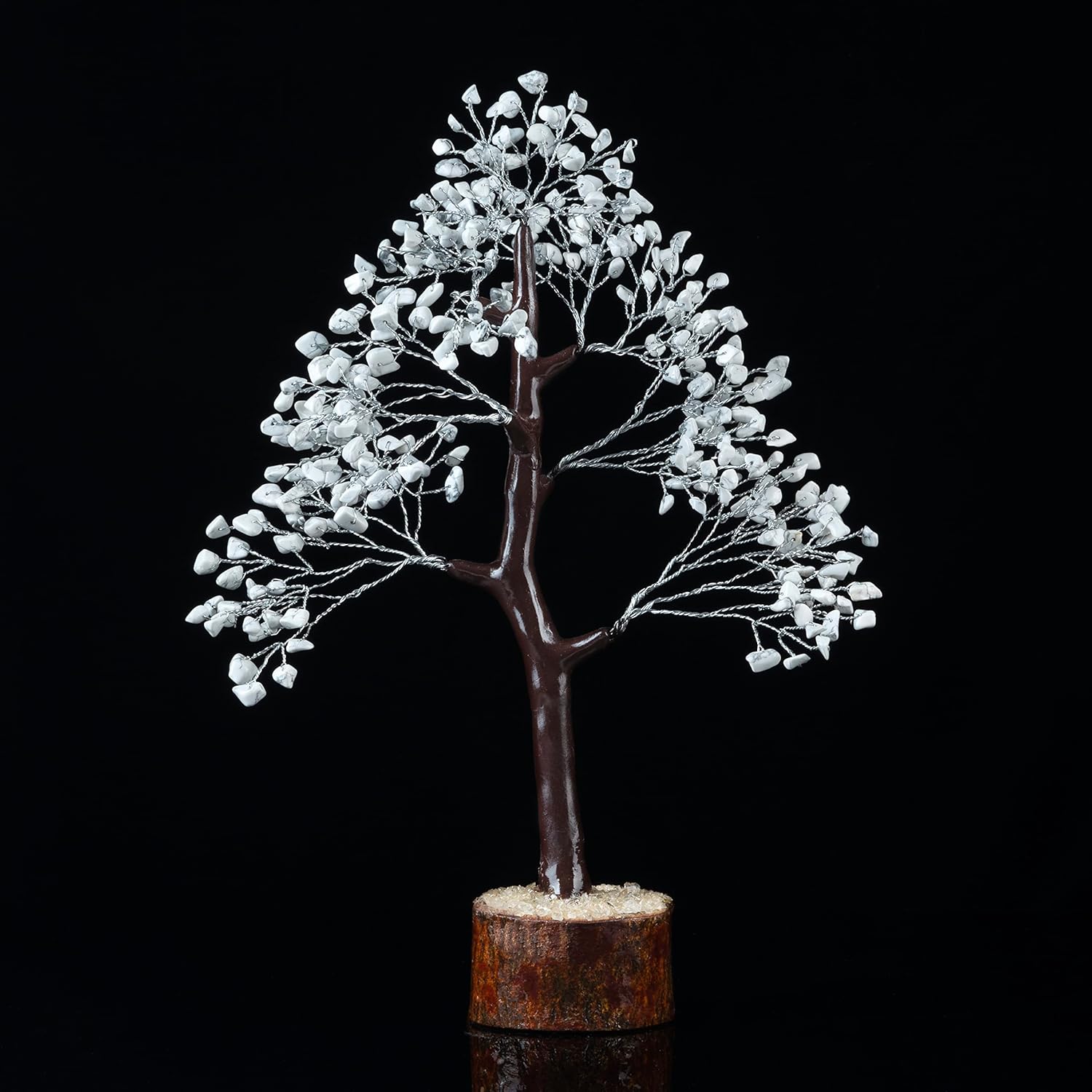 Howlite Crystal Tree of Life Handmade Gemstone Chakra Feng Shui Money Tree Crystal Decoration, Spiritual Birthday Gift for Women Healing Gem Stone Home & Office Décor