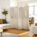 4 Panel Room Dividers 5.6FT Wall Divider with Freestanding Peg Board Display Wooden Folding Privacy Screen Foldable Partition Wall for Studio Apartment, Living Room, Natural Wood