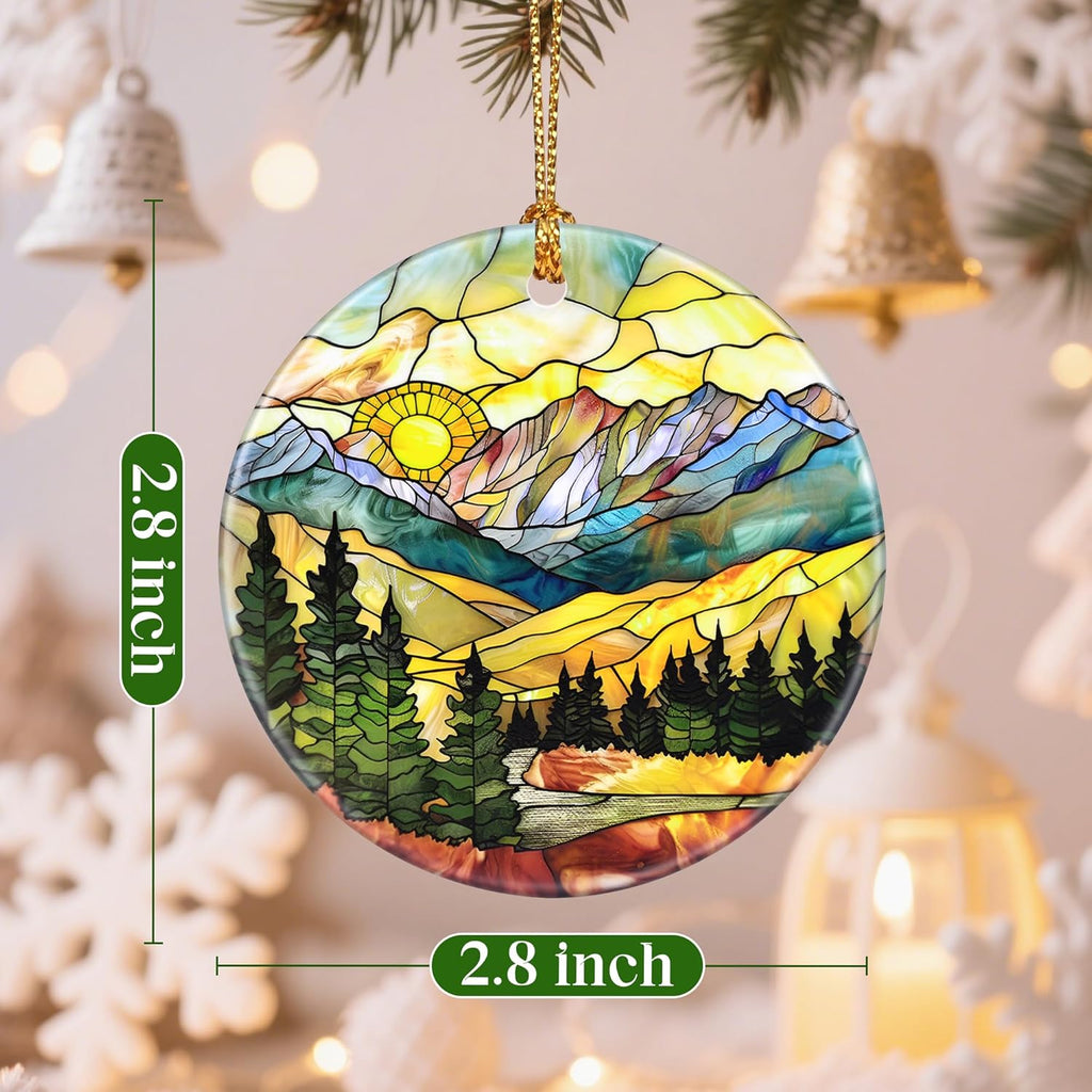 Christmas Ornaments, 2.8 Inch Ceramic Hanging Ornament, Christmas Tree Ornaments, Xmas Decorations, Holiday Decorations, Holiday Party Gifts, and Xmas Gift Ideas - Mountain Range