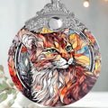 Stained Glass Christmas Ornament, Jocidea Cat Christmas Decorations, Christmas Tree Ornament, Cat Lovers Gifts, Holiday Decor and Xmas Gifts Ideas