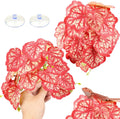 2 Pack Reptile Plants for Terrarium, Artificial Leaves Habitat Decorations with Suction Cups, Terrarium Hanging Plants Vines for Bearded Dragons Lizards Snake Geckos Frogs - Red