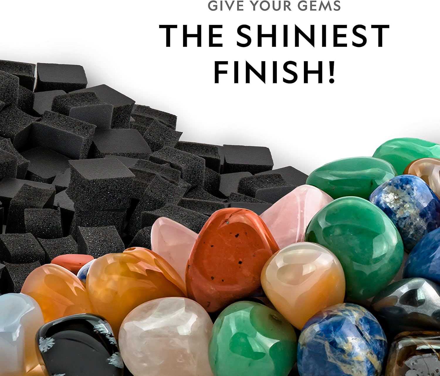 NATIONAL GEOGRAPHIC Rock Tumbling Media – GemFoam Reusable Rock Polisher Foam, Use After Rock Tumbling Grit Cycles, Adds Shine to Tumbled Rocks and Minerals, Rock Tumbling Supplies