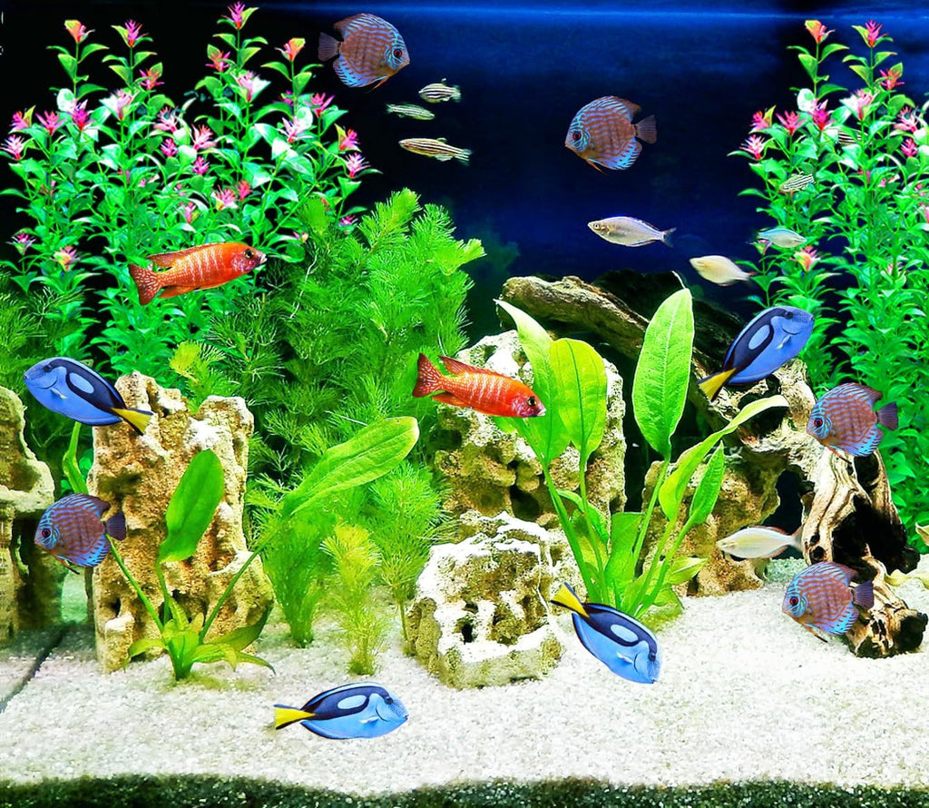 2 pcs Aquarium Decor Plants 21 Inches Extra Large Artificial Plastic Fish Tank Plants, Tall Fish Tank Decorations