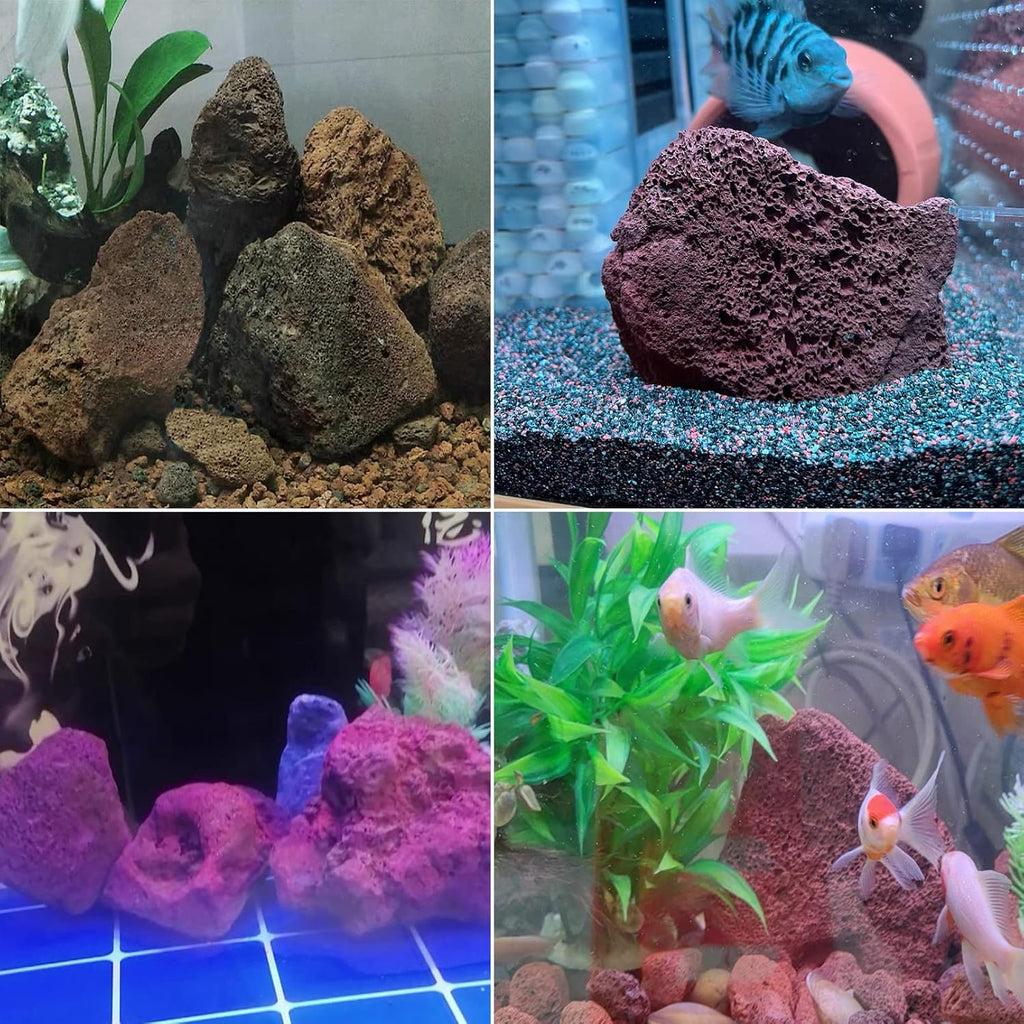 Tfwadmx Aquarium Red Lava Rock 10 Pack Fish Tank Volcanic Pumice Stones for Betta Fish Shrimp (1.96''-3.14'')