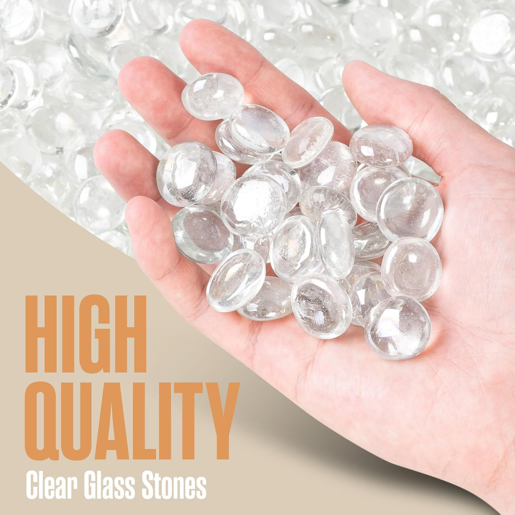 Houseables Glass Marbles, Glass Beads for Vases, Marbles for Vases, 25LB, 2500, Clear Beads, Clear Gems, Fillers for Centerpieces, Decorative Rocks, Flat, Stones, Pebbles, Crafts, Plants, Fish Bowl