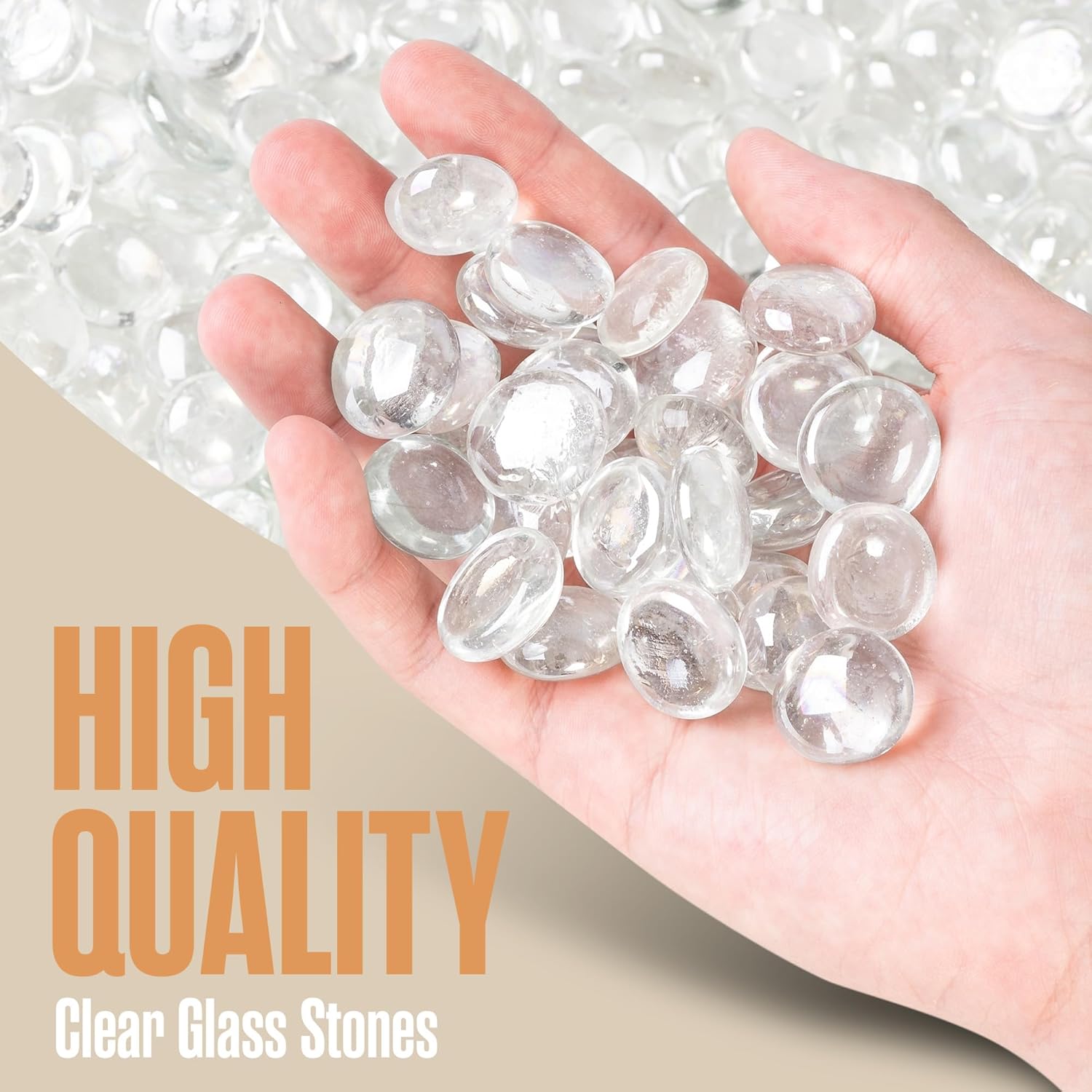 Houseables Glass Beads for Vases, Marbles for Vases, Glass Marbles, Vase Filler, Clear Beads, Flat Marble, Clear Gems, Crafts, Pebbles, Stones, Decorative Rocks, Plants, Florist, Floral, 10 LB, 1000PC