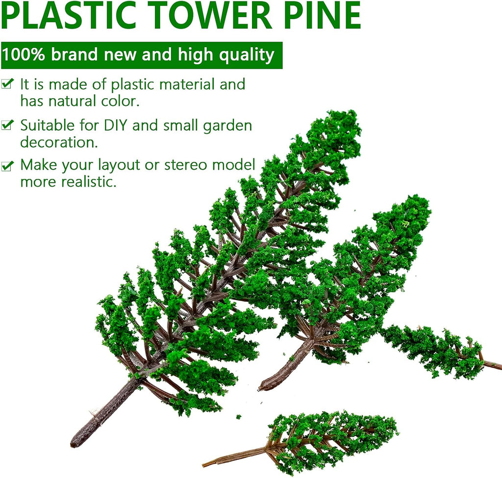 16 PCS Model Pine Trees, N Scale Buildings Scenery Tree, Mixed Size Micro Landscape Tree(1.4''-6.3''), for Crafts, Woodland Scenery, Diorama, Cake Topper