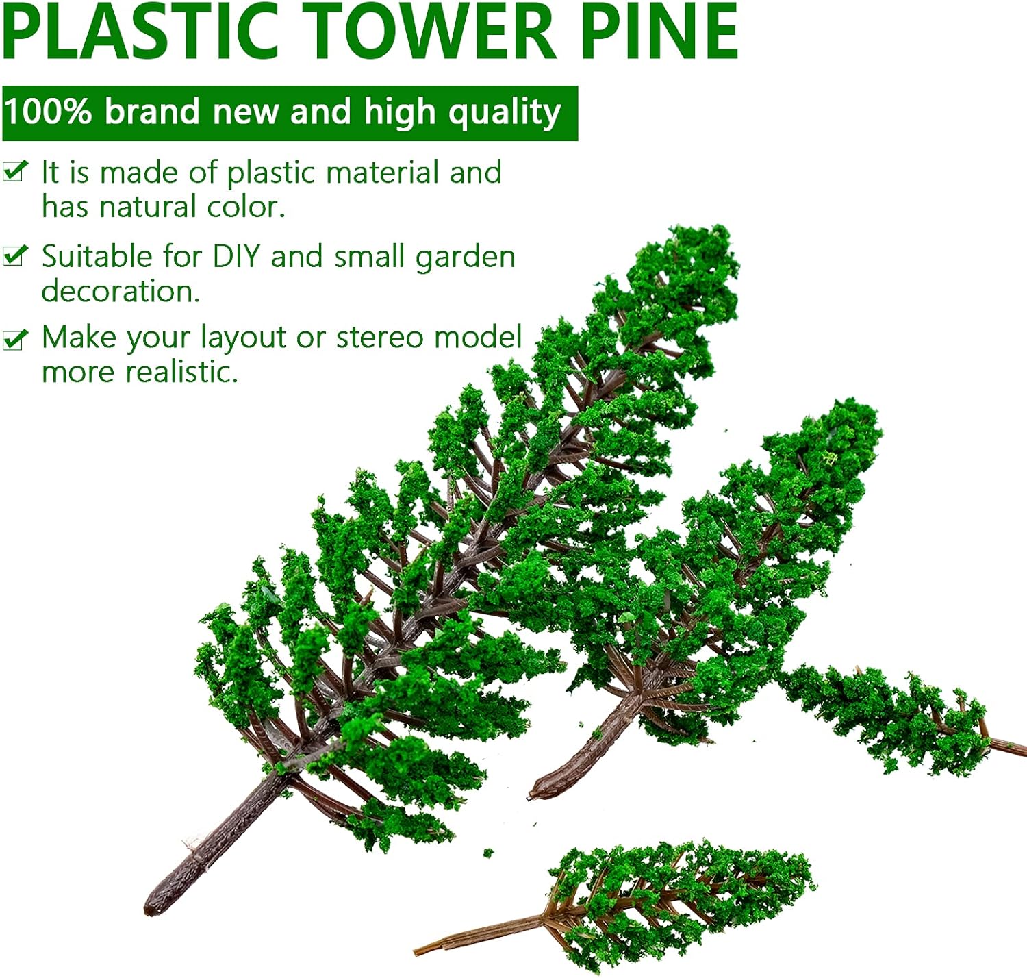 16 PCS Model Pine Trees, N Scale Buildings Scenery Tree, Mixed Size Micro Landscape Tree(1.4''-6.3''), for Crafts, Woodland Scenery, Diorama, Cake Topper