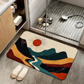 Diatomaceous Earth Bath Mat,Abstract Landscape Bath Rugs,Layered Mountain Non-Slip Thin Absorbent Fast Drying Easy to Clean for Bathroom Laundry Home Kitchen Door Mat 17x29.5Inch