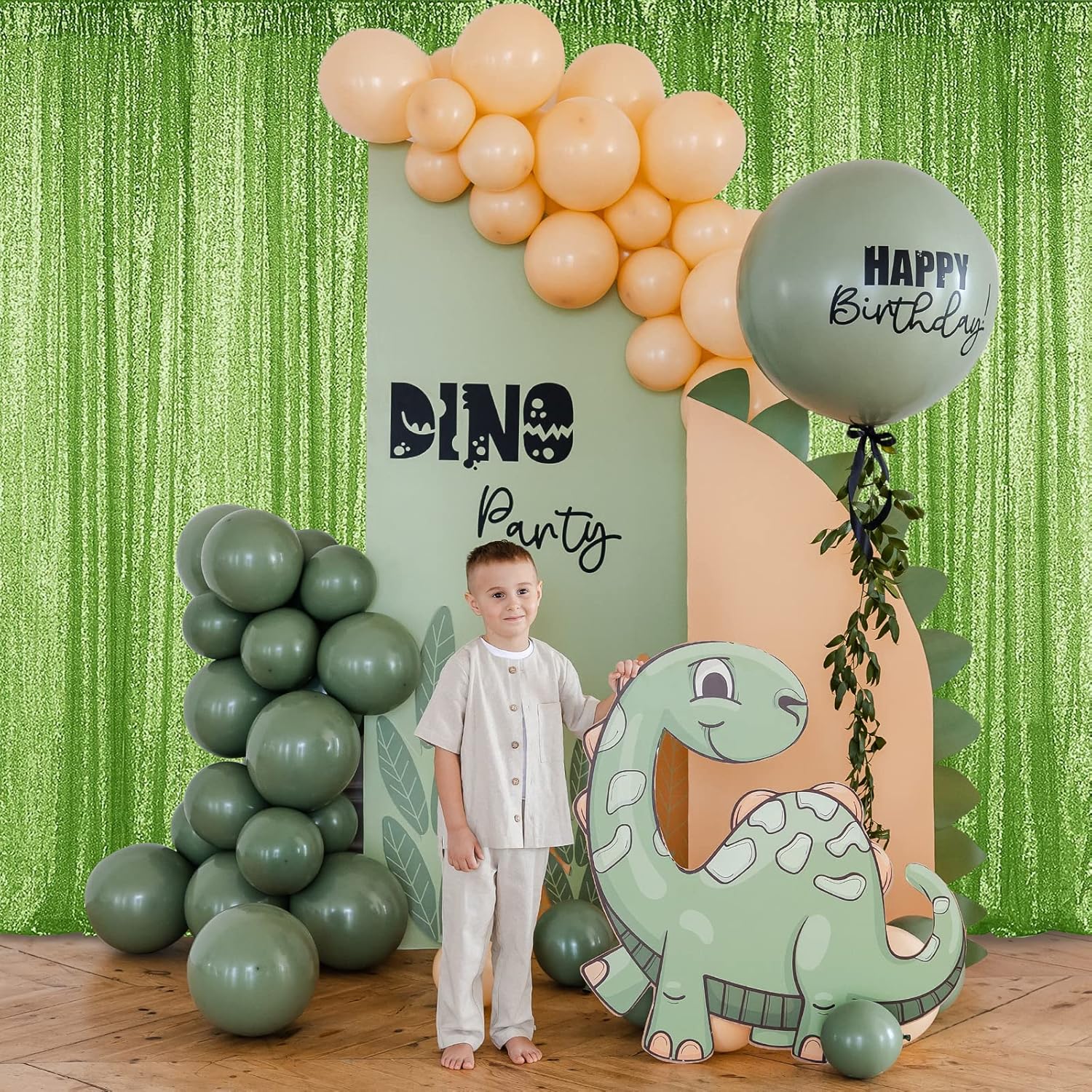 Sugargirl Apple Green Sequin Backdrop Curtain 4 Panels 2FTx8FT Glitter Apple Green Background Drapes Sparkle Photography Backdrop for Party Wedding Birthday Wall Decoration