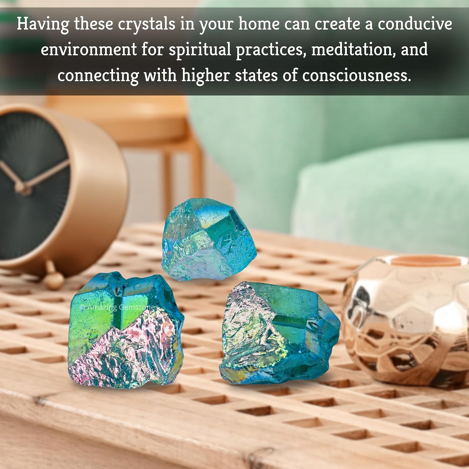 Amazing Gemstone Aqua Aura Quartz Raw Crystals and Healing Stones, Natural Rocks for Meditation and DIY Raw Stones and Crystals (1 lb)