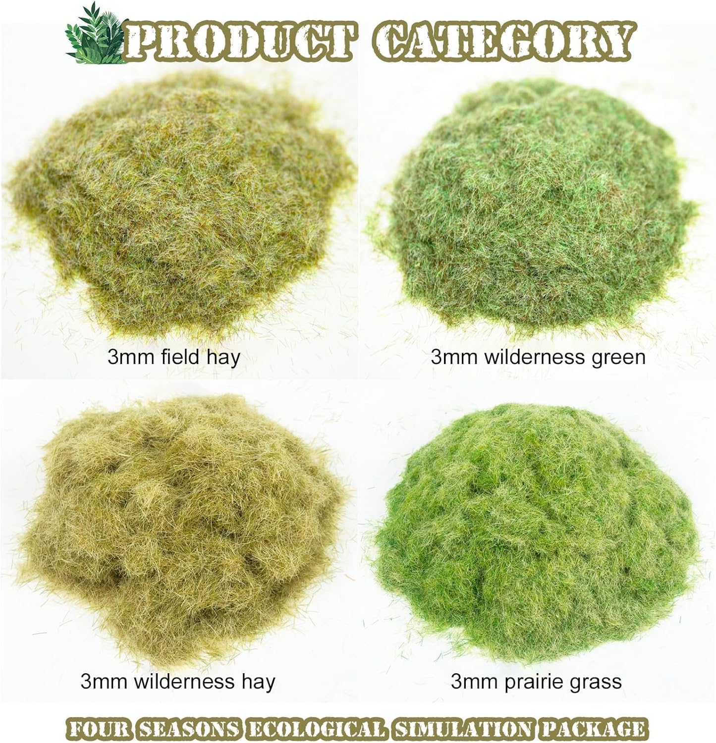 Warmtree 4 Pcs Mixed Static Grass Terrain Powder 3mm Diorama Grass Model Grass Diorama Supplies Terrain Model Kit Sand Table Simulation Landscape War Game Miniatures Fairy Garden