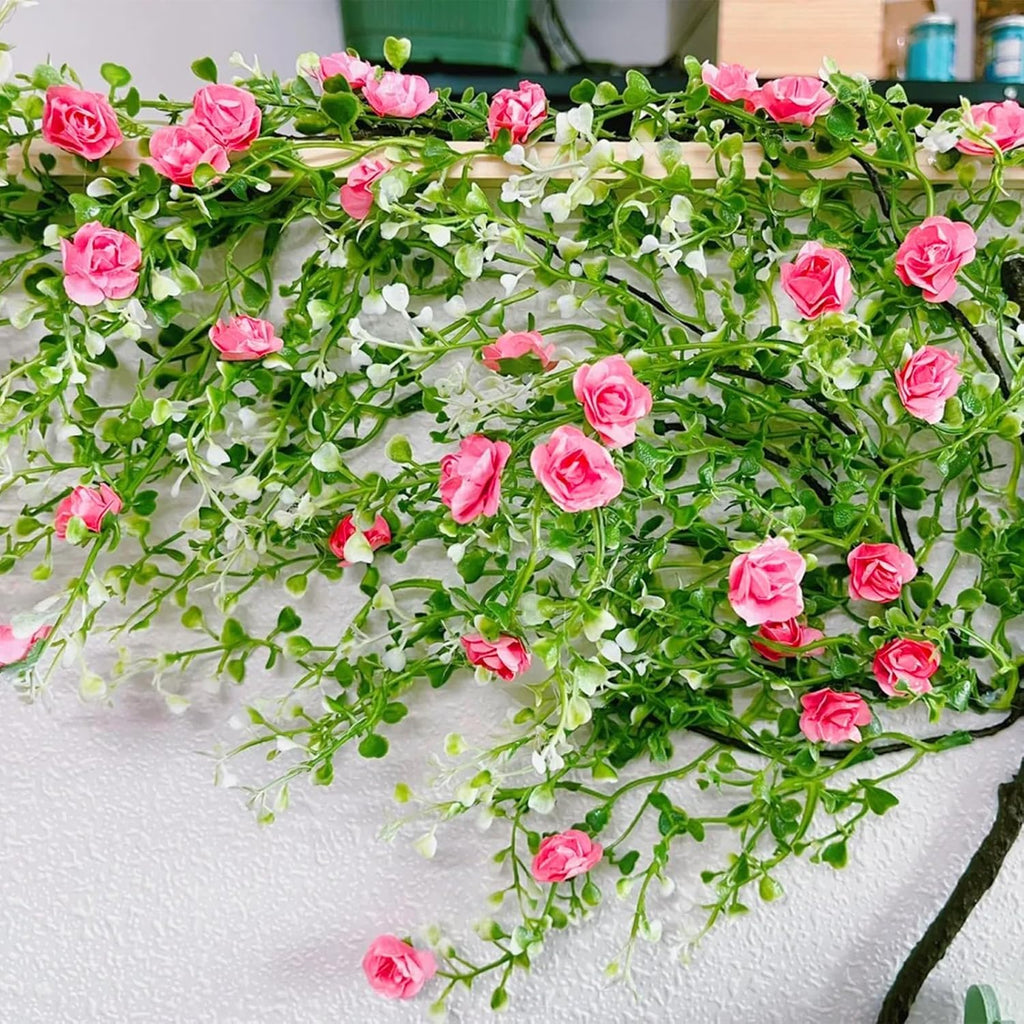 Warmtree Realistic Miniature Artificial Rose Vines - Cute Flower Decorations for DIY Mini Model Railway, Fairy Garden, Architecture, Diorama Scenery Landscape Layout (Flesh Pink)