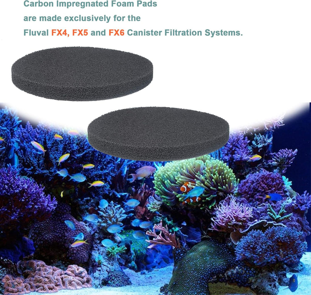 Fx4 Carbon Filter Pads Compatible with Fluval FX4 FX5 / FX6 Canister Filter,Replacement Carbon Impregnated Foam Pads Aquarium Filter Media Pack of 6
